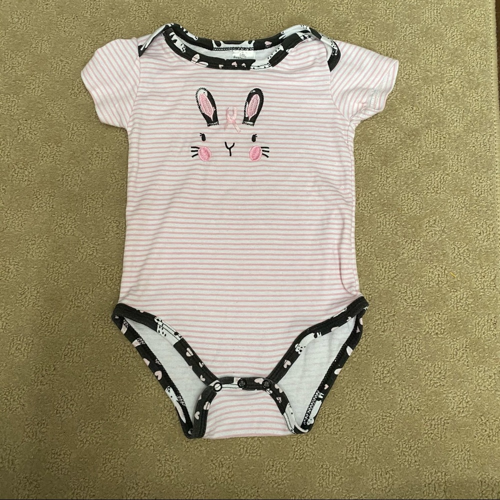 Little Beginnings Pink Stripe Easter Bunny Onesie